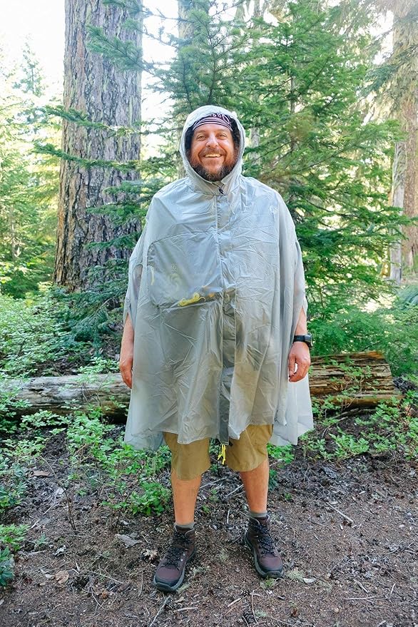 Six Moon Designs Gatewood Cape – Gray-11 oz Ultralight Backpacking Tarp &amp Rain Gear – 360° Protection Backpacking Shelter – Silicone Nylon Camping Canopy – Multi-Use Thru-Hiking Camping Shelter (G