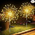 suddus Solar Garden Lights Outdoor Waterproof Decorative Upgrade 2Pack 150LED Firework Lights Solar Fairy Lights for Yard Garden Party Patio Pathway Flowerbed - Warm White