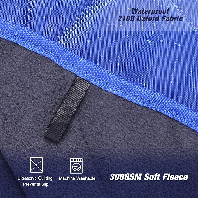 REDCAMP Large Waterproof Stadium Blanket for Outdoor Sports Soft Warm Fleece Camping Blanket Windproof for Cold Weather 79x 59Blue