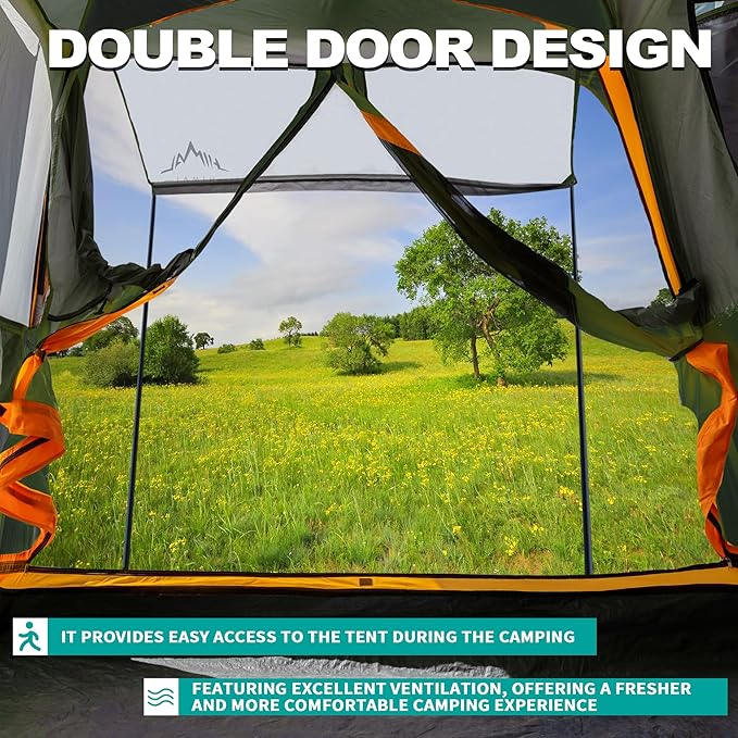 SUV Tent for CampingWaterproof PU2000mm Fits 5-8 PeopleSpacious Double Layer Design Includes Rainfly &amp Storage Bag 8FT L x 8FT W x 7.2FT H | for Camping Waterproof PU2000mm Spacious Double