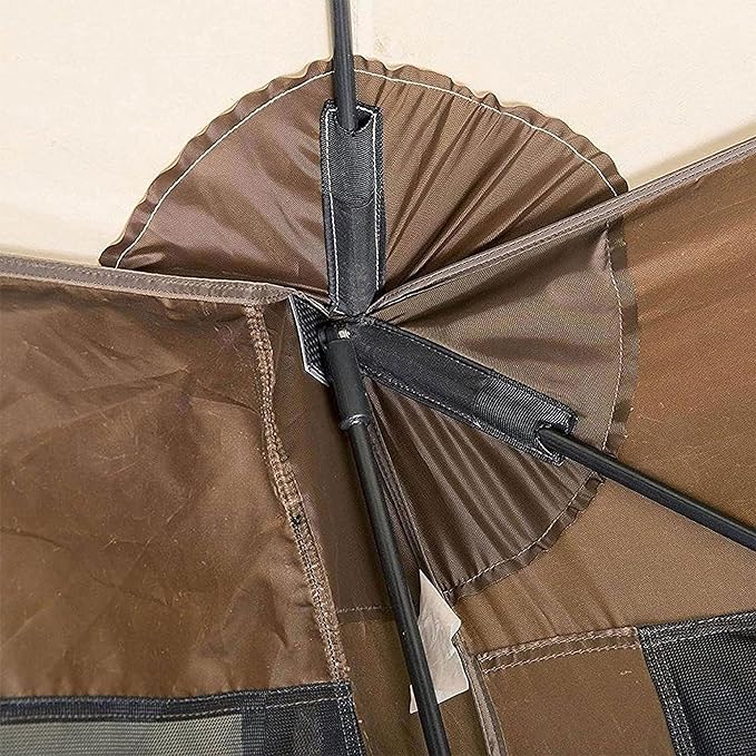 CLAM Pop Up Screen Tent Outdoor Camping Gazebo Canopy Escape 11.5' Brown - Heavy-Duty Portable Screened Shelter with Netting for Beach Patio and Backyard