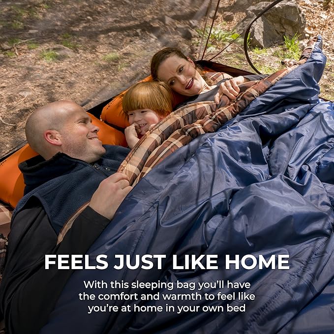 Teton Mammoth Queen Size Double Sleeping Bag- A Warm Bag The Whole Family can Enjoy – Great for Camping Hunting and Base Camp. Compression Sack Included