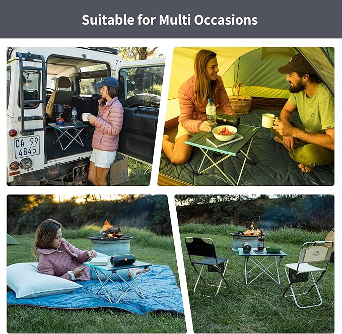 Naturehike FT08 Portable Camping Table Ultralight Aluminum Folding Beach Table with Carry Bag for Outdoor Cooking Picnic Camp Boat Travel