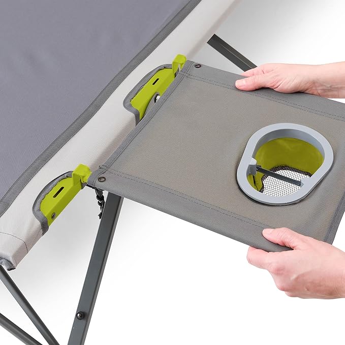 CORE Folding Camping Cot | Extra Wide Heavy Duty Camp Cot with Removable Side Table &amp Mesh Gear Loft | Folding &amp Portable Camp Bed with Carry Bag | Supports 300 lbs