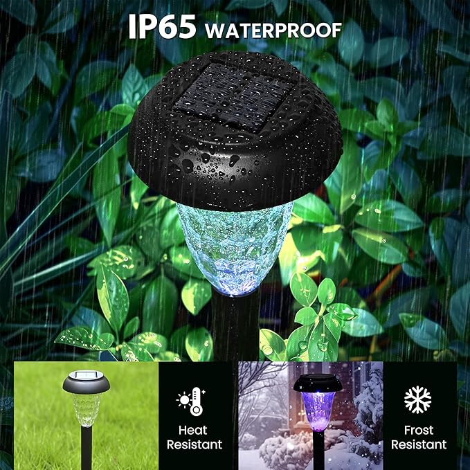 Solar Pathway Lights Outdoor Waterproof 12 Pack Color Changing Garden Light for Yard Patio Driveway Walkway Lawn Landscape Lighting for Outdoor Decor