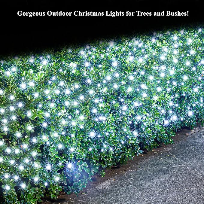 Led Christmas Net Lights White Outdoor Christmas Lights 160LED 5ftx7ft Waterproof Outdoor Indoor Fairy Mesh Net Light for Xmas Party Yard Patio Trees Shrubs Bushes Decorations