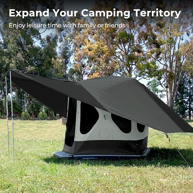 ACACIA Canopy 2-3 Person for Space Acacia Camping System PU2000 Waterproof Camping Tarp for 4 Season Camping UPF50+ Sunproof Tent Tarp with 2 Telescoping Poles Carry Bag Moonstone
