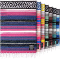 Hydration Nation Authentic Extra Large Mexican Blanket (70x50) - Handwoven Yoga Serape- Artisanal Falsa Beach Camping Picnic Outdoor - Twilight
