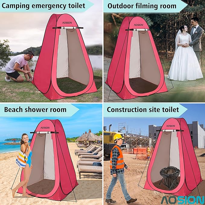 AOSION Privacy Shower TentPop Up Changing TentCamp Bathroom Changing Dressing RoomSun Sunshade Canopy Outdoor Rain Shelter for Camping Hiking Beach Picnic Fishing. (Pink)