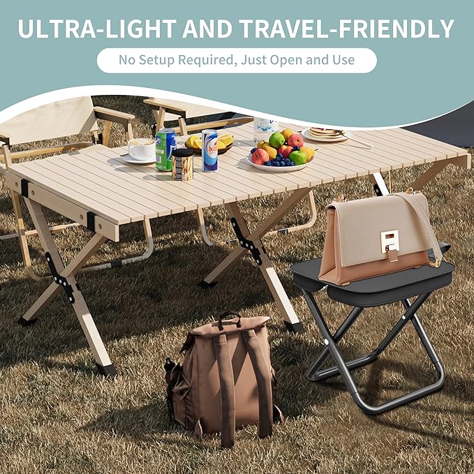Camping Stools Set of 2 10.6 Inch Small Portable Folding Chair with Carry Bag Collapsible Camp Stools for Adults Outdoor Footstool for Picnic Hiking Fishing Hold Up to 220 LBS Easy Setup Black