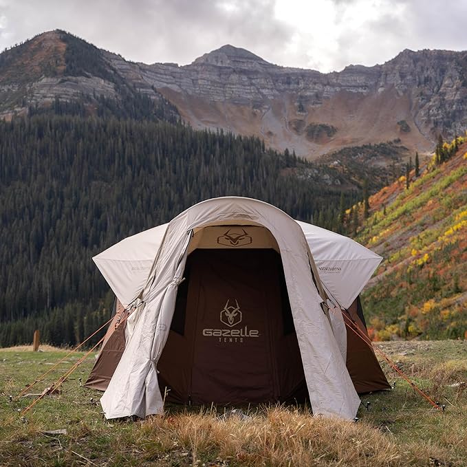 Gazelle Backcountry™ T5 Vestibule – 43 sq. ft. Enclosed Extension Room for Basecamp 660 Shelter Ripstop Polyester Construction Zippered Panels Includes All Terrain Stakes GBACA03