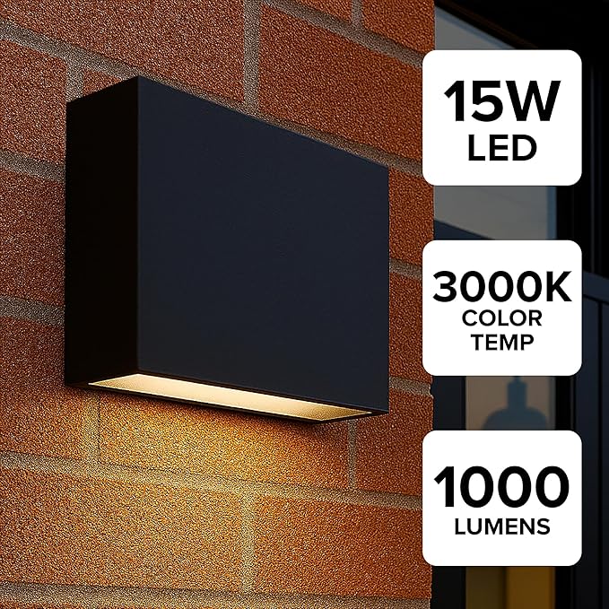 TRANS GLOBE LED-51580 BK I Celestia Collection 8 Inch LED 3000K Outdoor Wall Mount - Black Finish with Frosted Glass I Modern Contemporary Fixture I