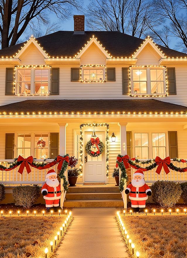 Minetom 100 Pack All-in-One Christmas Light Clip for C7 C9 Christmas String Lights Christmas Light Plastic Clips for Roof and Gutter Shingle Clips Outdoor