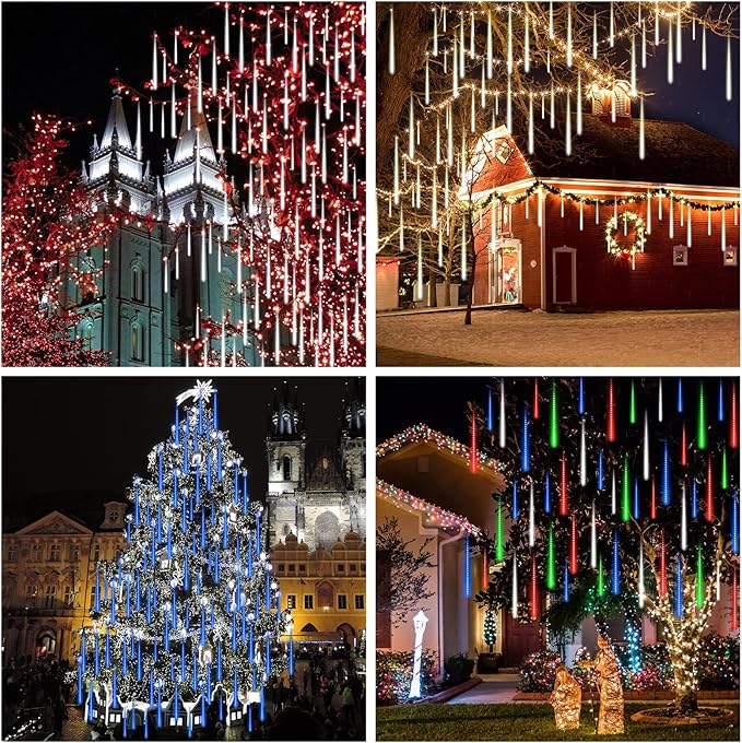 BlueFire Meteor Shower Lights 540 LED 10-Tube 19.7 Waterproof Falling Rain Christmas Lights Outdoor Icicle String Lights for Tree Yard Patio Roof Porch Holiday Party Decoration (Multicolor)