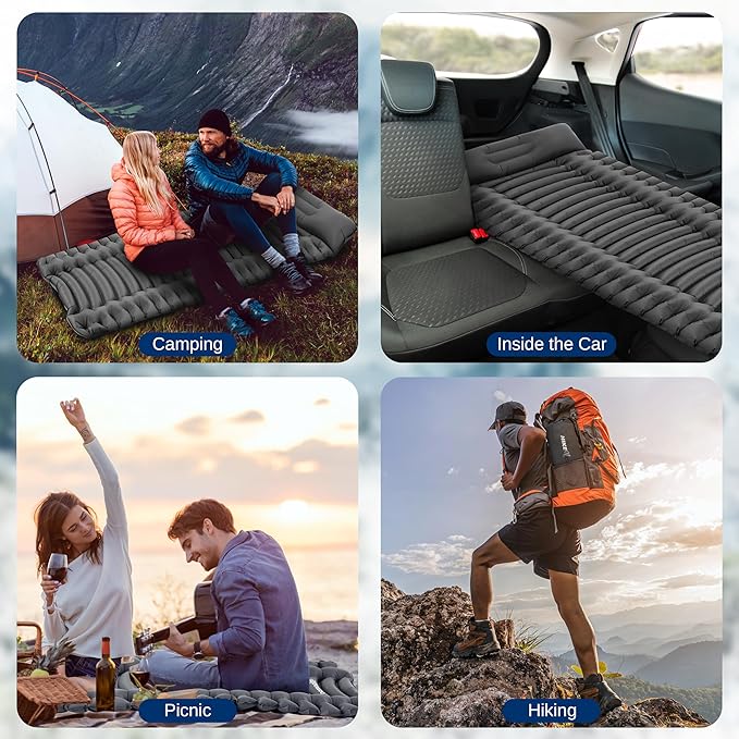 SereneLife Lightweight &amp Compact Camping Gear – Sleeping Pads &amp Bags with Built-in Pillows for Outdoor Comfort Waterproof &amp Tear-Resistant Design Perfect for Hiking Backpacking Couples