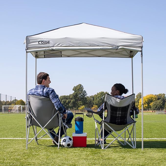 Core Instant Straight Leg Canopy Tent with Adjustable Sun Wall 6 ft x 4 ft  Gray