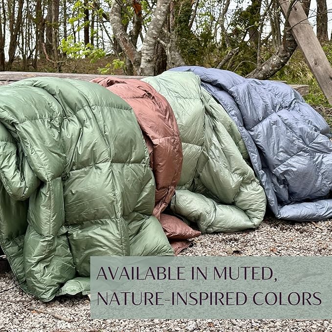 Down Camping Blanket with Footbox – Lightweight Packable Water Resistant Backpacking Quilt &amp Warm Puffy Compact Outdoor Throw – 52x77 with Stuff Sack for Stadium Hiking &amp Travel