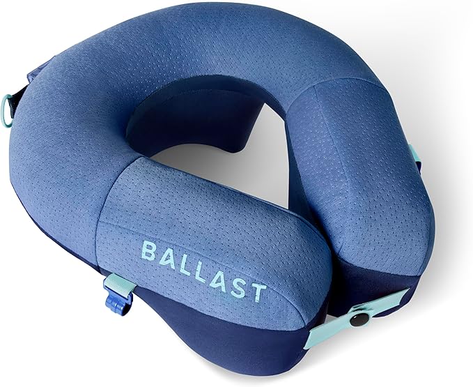 Ballast Travel Pillow PRO – Neck Pillow for Airplane Compact Inflatable Travel Pillow for Beach &amp Traveling Enjoy Relaxation Wherever You Go (Ocean Blue)