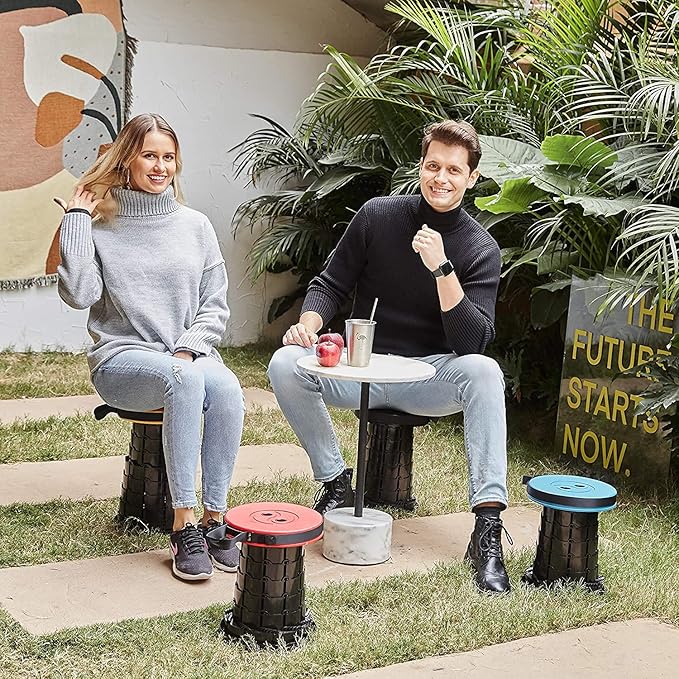 Esup 2 Pack Folding Camping Stool Collapsible Stool Portable Lightweight Retractable Folding Stools Seat Fishing Outdoors Indoors Kitchen Max Load 400lbs