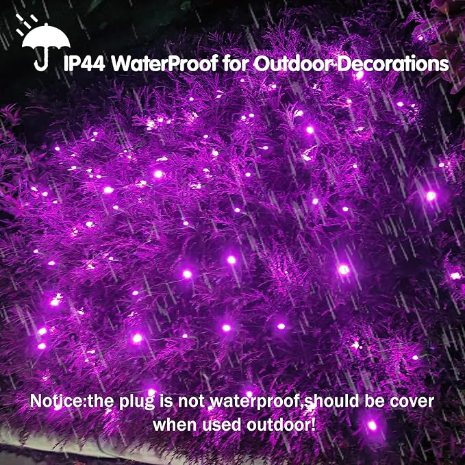 HISHINY Halloween Lights Outdoor144LED 6ftx6ft Purple Net Lights with Connectable WaterproofUL Certified and Durable Black Wire Design for BushesTrees Outdoor Indoor Party Decorations