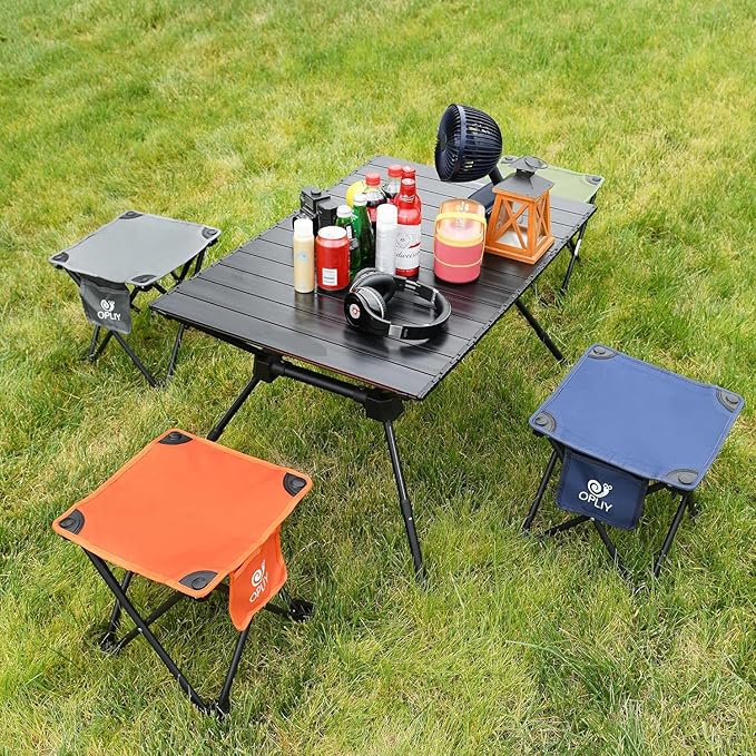Opliy Camping Stool 2 Pack13.5 Inch Portable Folding Stool for Outdoor Gardening and Beach Hiking FishingFoot Stool with Carry Bag (Blue)