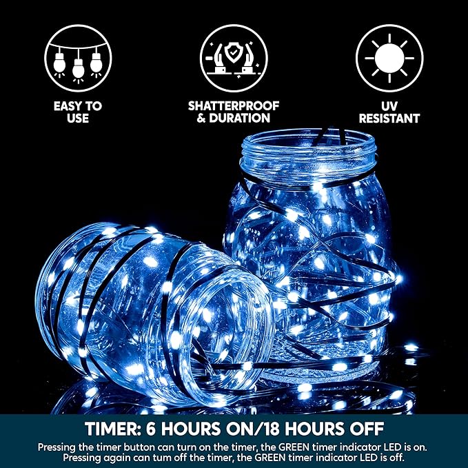 Joiedomi 600 LED Christmas Lights Outdoor198 FT Cool White Christmas Tree Lights with 8 Modes Timer PVC Green Wire String Lights with Reel for Indoor Outdoor Holiday Xmas Eve Night Decorations