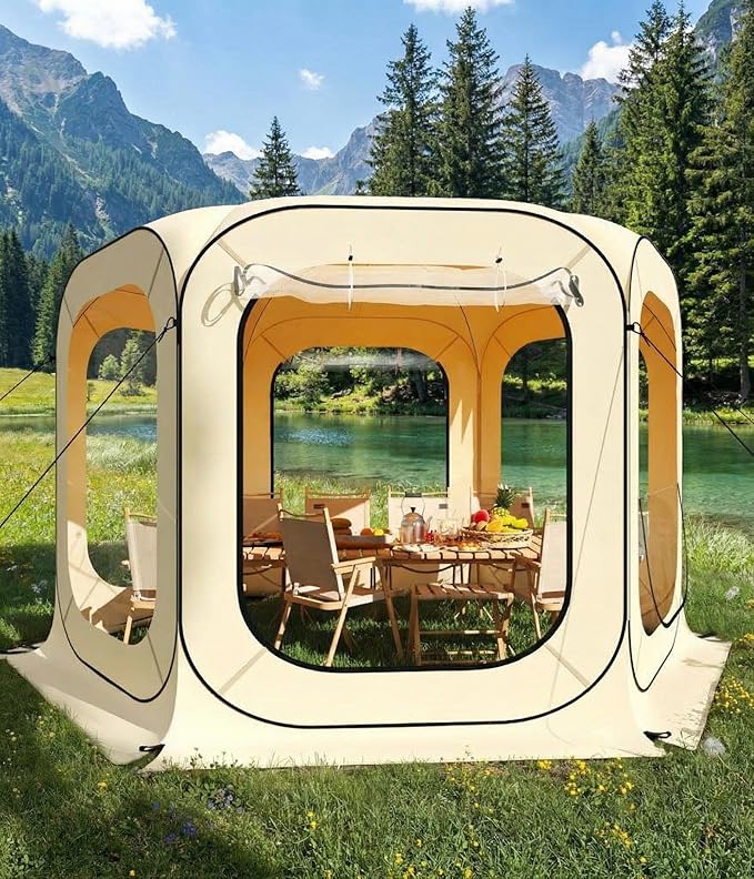 12X12 FT Outdoor Pop Up Bubble Tent 6-8 Person Garden Dome Igloo Tents with Rainproof &amp Windproof Design for Camping Backyard Events and Beach