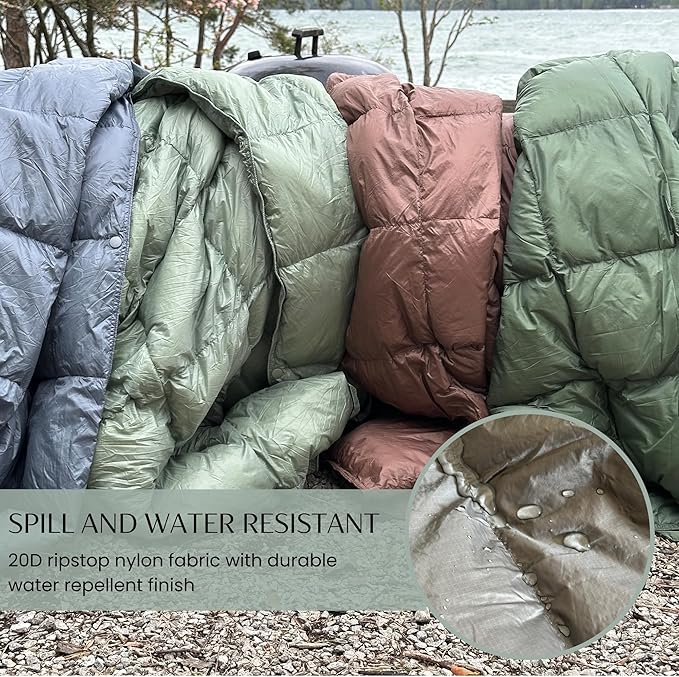 Down Camping Blanket with Footbox – Lightweight Packable Water Resistant Backpacking Quilt &amp Warm Puffy Compact Outdoor Throw – 52x77 with Stuff Sack for Stadium Hiking &amp Travel