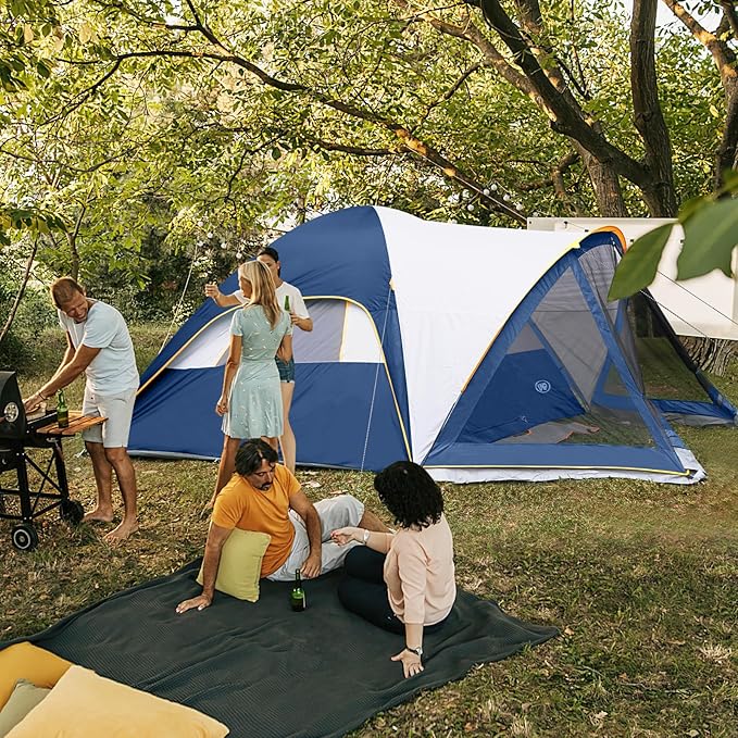 UNP Camping Tent with Screen Room Portable 6 Person Camping Tent with Screen Porch Family Dome Tent for Camping Outdoor - 14'x11'x72''(H)