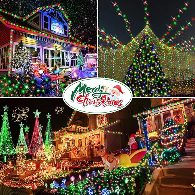 Hezbjiti 2 Pack 1000 LED 403 FT Christmas String Lights Outdoor 8 Lighting Modes IP44 Waterproof Fairy Lights with Timer and Dimmable Function for Party Tree Decorations (Red+Green Clear Wire)
