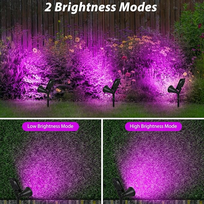 T-SUN [2 Pack] LED Solar Spotlights Waterproof Outdoor Security Landscape Lamps Auto-on/Auto-Off by Day 180 Angle Adjustable for Tree Patio Yard Garden Driveway Stairs Pool Area(Purple)