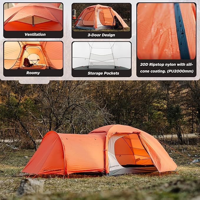 Triphyr Backpacking Tent with F-Nexus Extension 2-Person Combo Attachable Extension Shelter Lightweight 2 Person Tent for Backpacking Camping Hiking &amp Biking