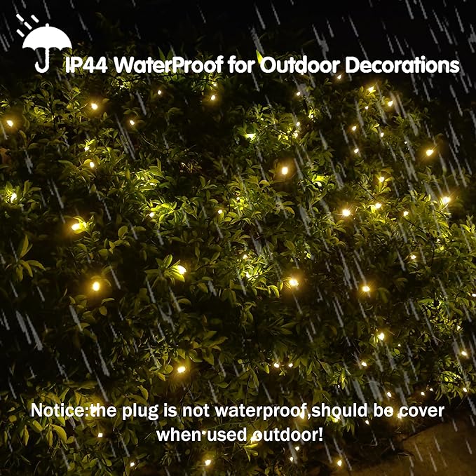 LED Christmas Net Lights Outdoor Decorations for Bushes144LED 6ftx6ft Connectable Green Wire Net Christmas Lights for Outdoor Indoor Yard Mesh Shrub Tree DecorUL Certified(Warm White)