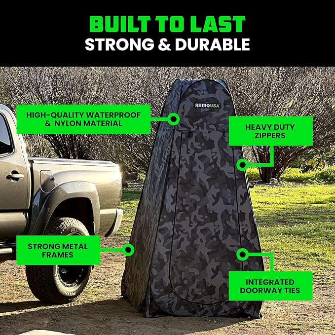 Rhino USA Portable Pop Up Privacy Changing Tent - Ultimate Outdoor Camping Shower Camp Toilet Rain Shelter for Beach and Camping - Lightweight and Sturdy Instant Setup While On-The-Go