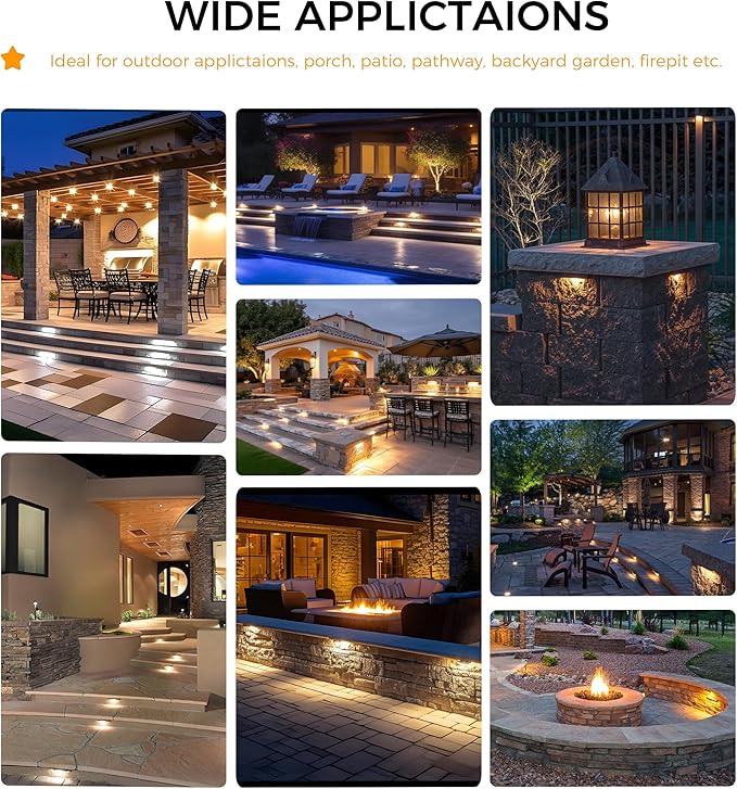 CLOUDY BAY [8 Pack] 7 Inch 5W 5CCT Hardscape Paver LightRetainng Wall Lights OutdoorIP65 Waterproof2700K/3000K/3500K/4000K/5000K Selectable12V-15 VAC/DC Low VoltageFrost Lens Step Deck Light