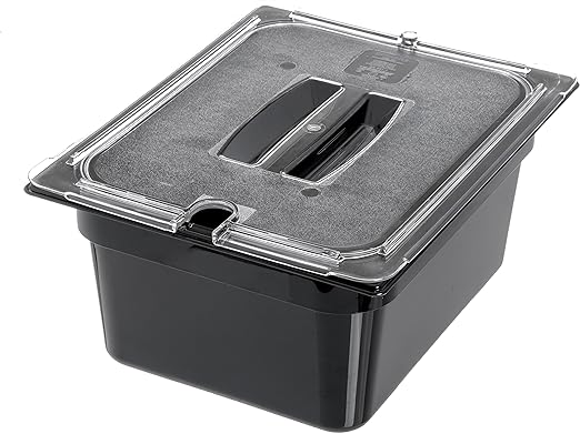 Carlisle FoodService Products Storplus 1/2-Size Food Pan for Catering Buffets and Restaurants Polycarbonate 6 Inches Deep Black (Pack of 6)