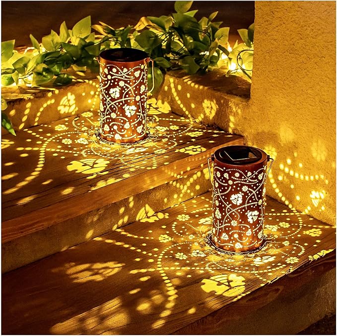 Ladybug Solar Lanterns Outdoor Waterproof Hanging Solar Lights Ladybug Gifts for Women Men Metal Decorative LED Ladybug Lanterns for Garden DecorYardPatioLawnTabletopPathwayLandscape