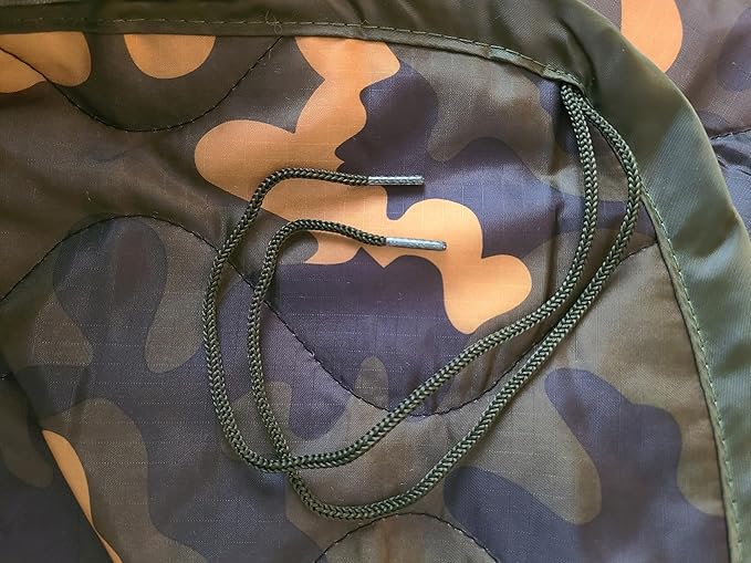 BATTLBOX Woodlands Camo Woobie Bubbie Military Style Poncho Liner and Sleeping Bag (with Zipper) and Tie Down Straps