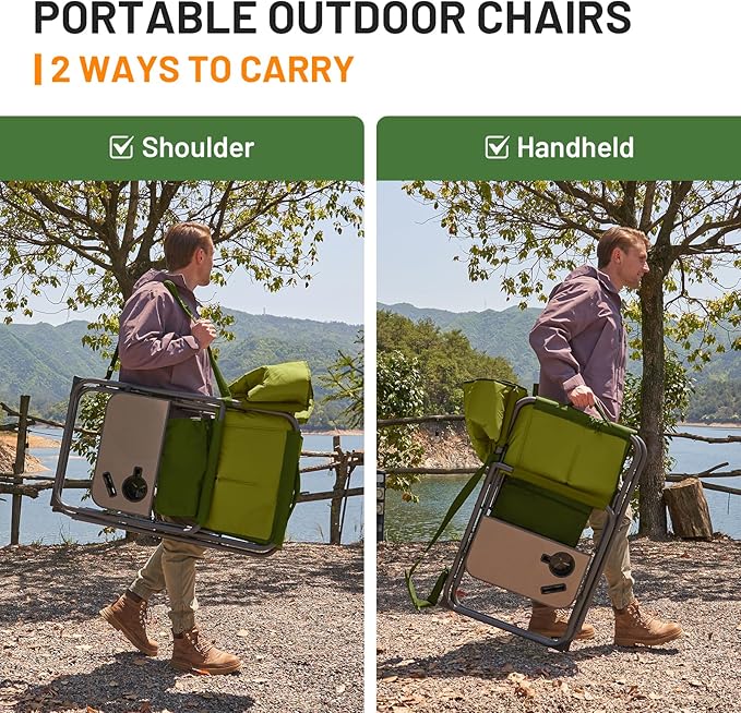 Timber Ridge XXL Extra Wide Foldable Directors Chair with Side Table 500 lbs Heavy Duty Camping Chairs for Adults Oversized Folding Lawn Chair for Lawn Beach Sports Outdoor Blue