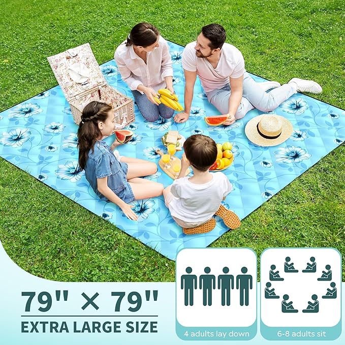 ANJ Outdoors (2025 Upgrade) Extra Large Waterproof Picnic Blankets | Foldable Sandproof Beach Blanket N Outdoor Blanket | 5-Layer Machine Washable Soft Picnic Mat for Camping Grass Park N Stadium