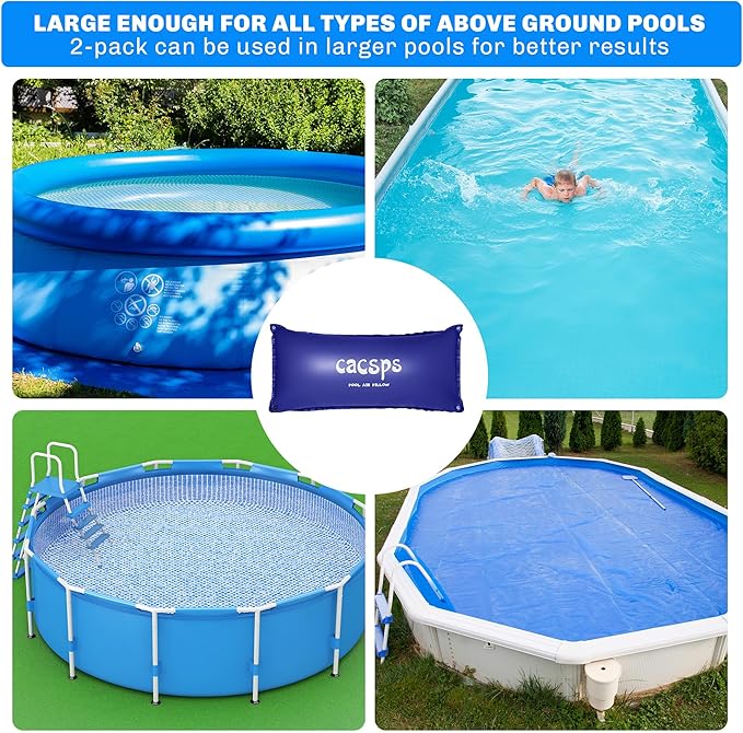 Pool Pillow for for Above Ground Pools 4x8 Ft Pool Air Pillow for Closing Winter Pool Winterizing Kit for Ground Pool 0.5mm PVC Material 2X 16.5Ft Rope (Blue)