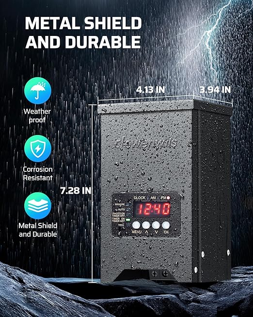 DEWENWILS 200W Low Voltage Landscape Transformer 120V to 12V/15VAC Landscape Lighting Transformer Dusk to Dawn Sensor &amp Timer Weatherproof Low Voltage Transformer for Spotlight Pathway Light