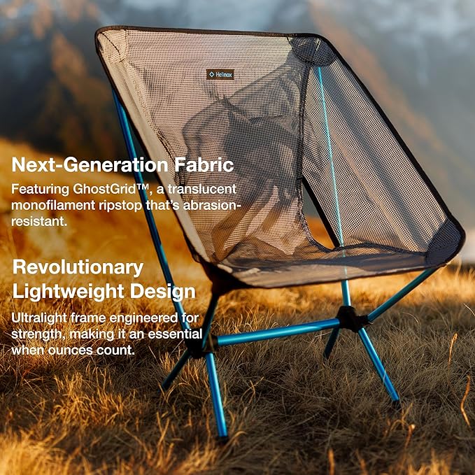 Helinox Chair Zero LT 1.12 lbs Lightweight Camping Chair Durable Ripstop Compact Size Portable and Packable Seat Strong and Ultralight Frame Backpacking Travel Essential Cyan