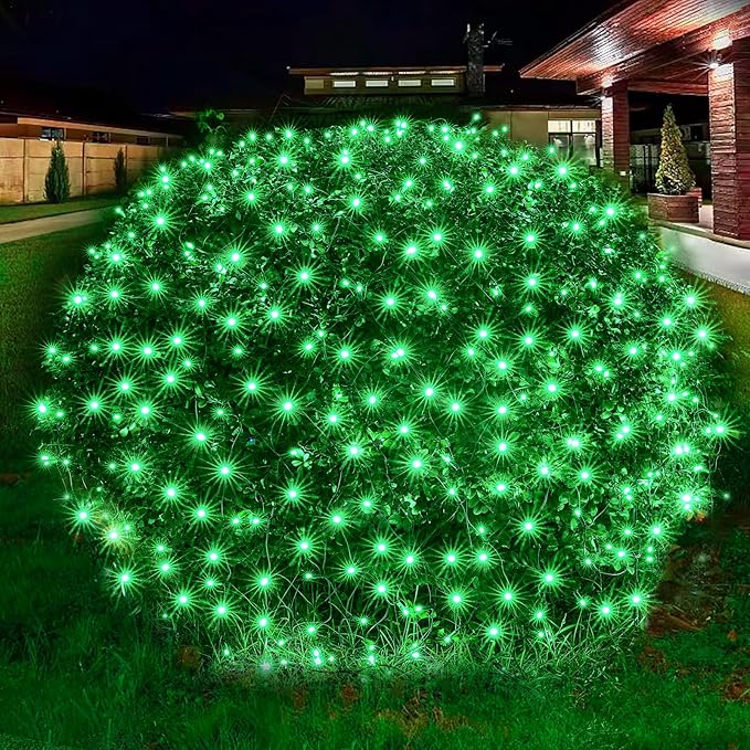 Led Christmas Net Lights Green Outdoor Christmas Lights 160LED 5ftx7ft Waterproof Outdoor Indoor Fairy Mesh Net Light for Xmas Party Yard Patio Trees Shrubs Bushes Decorations