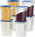 CURTA 8-Pack 22 Qt NSF Clear Polycarbonate Food Storage Containers with Blue Lids - Square Commercial-Grade Freezer &amp Dishwasher Safe Stackable