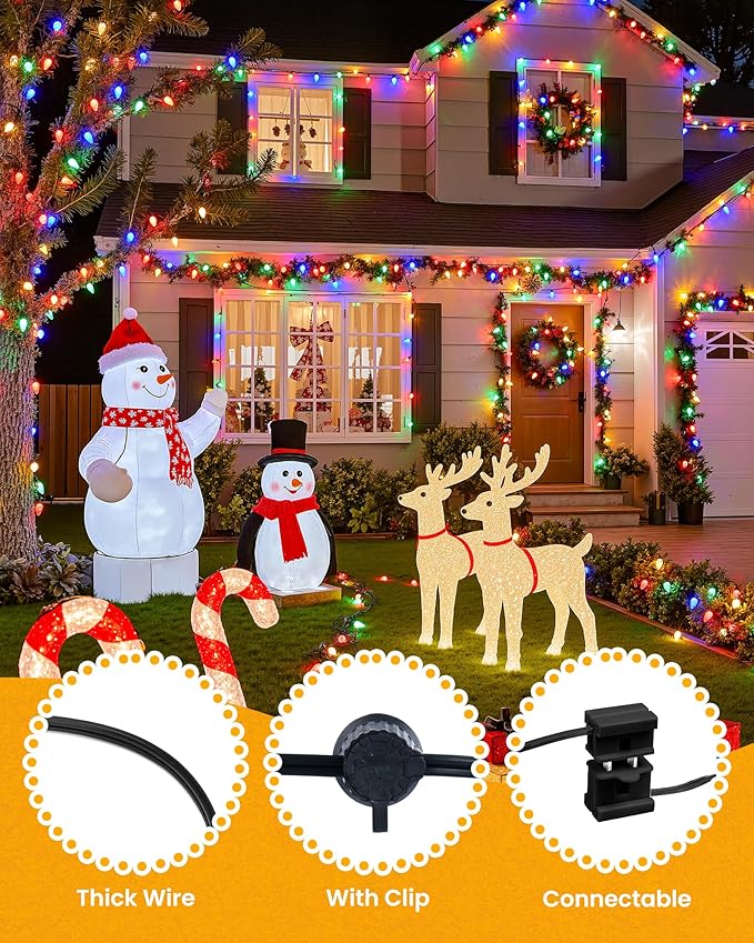 Brightown Commercial 250 FT C9/E17 Christmas Light Sockets Set Spool C9 Outdoor/Indoor String Light Stringer 12 Spacing Black Wire for Wedding Patio Event Party Lighting Decor