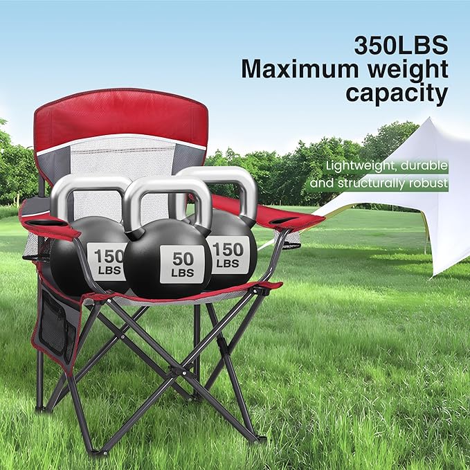 HIGH POINT SPORTS Oversized Portable Mesh Camping Folding Chair