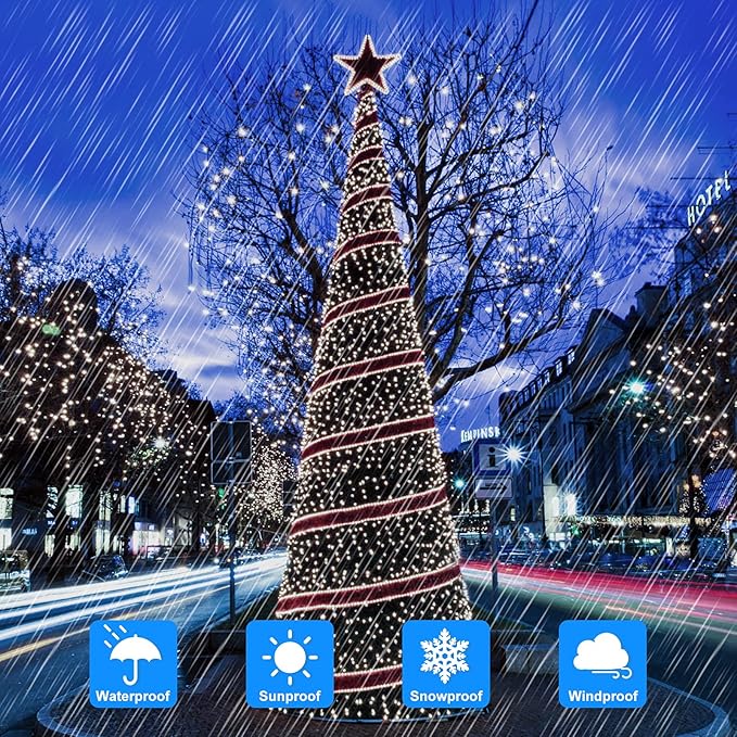 Extra-long 288FT 800 LED Solar Fairy String Lights 4-Pack 72FT 200 LED Outdoor Twinkle Lights Waterproof 8 Lighting Modes Cool White Silver Wire Lights for Deck Backyard Tree Garden Fence Pool Party
