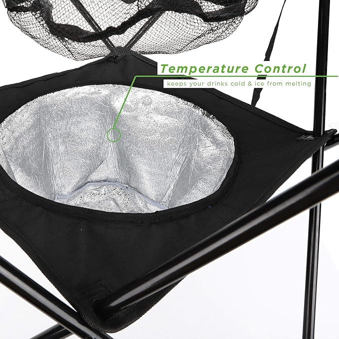 Mind Reader Folding Tailgate Table Camping Gadgets Tailgate Essentials Portable Cooler 23.25 L x 23.25 W x 24.5 H Black