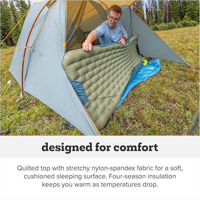 Big Agnes Campmeister Deluxe - Insulated Sleeping Pad Ultralight Inflatable Mat For Camping All Season Compact Backpacking And Hiking 25x78 Wide Long